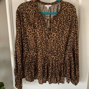 Animal Print Long Sleeve Top